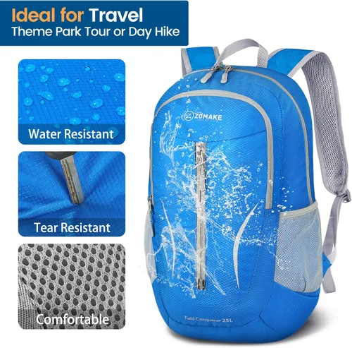 Miniatura 4 de ZOMAKE Mochila ultraligera plegable de 25 L, mochilas de senderismo plegables resistentes al agua, pequeña mochila plegable para viajes