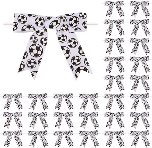 Miniatura 12 de Meseey 30 lazos de cinta impresos de béisbol de 3 pulgadas, lazos pequeños para envolver regalos, baby shower, boda, recuerdos de fiesta, paletas
