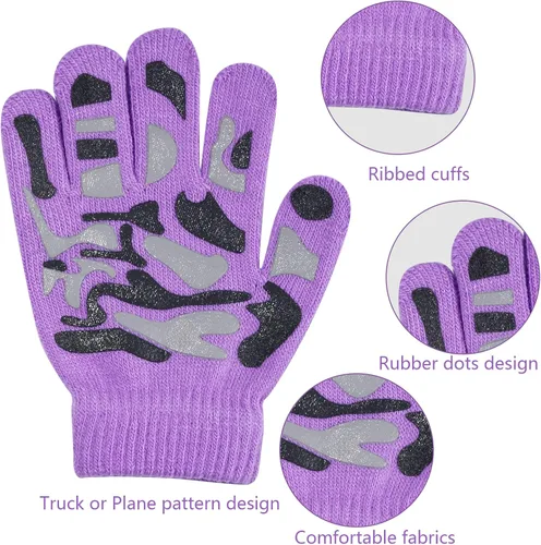 Miniatura 78 de Hicdaw 6 pares de guantes de invierno para niños, guantes de punto elásticos y cálidos para niños o niñas