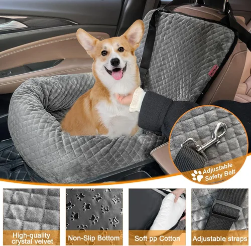 Miniatura 3 de Sephyroth Asiento de automóvil para perros pequeños/medianos, cama de automóvil para perros, asiento de seguridad de viaje lavable para mascotas