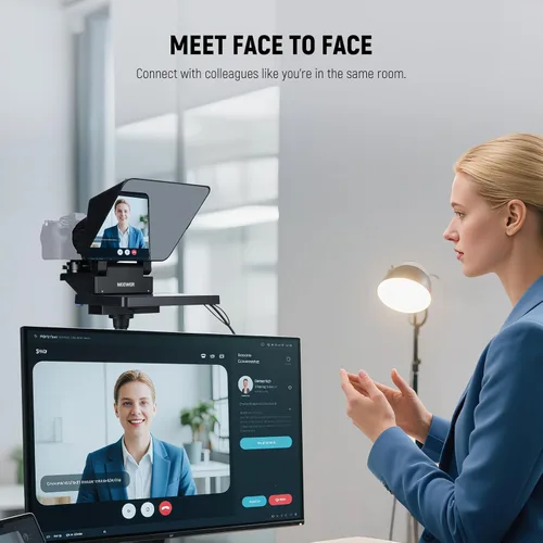 Miniatura 2 de NEEWER Teleprompter 2 en 1 de 11 pulgadas con monitor para Windows MacOS, compatible con duplicación de pantalla, indicador portátil para cámara