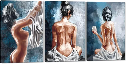 Miniatura 18 de Novatique 3 piezas de arte de pared sexy en blanco y negro para parejas desnudas, decoración de pared abstracta de amor para mujeres y hombres, arte