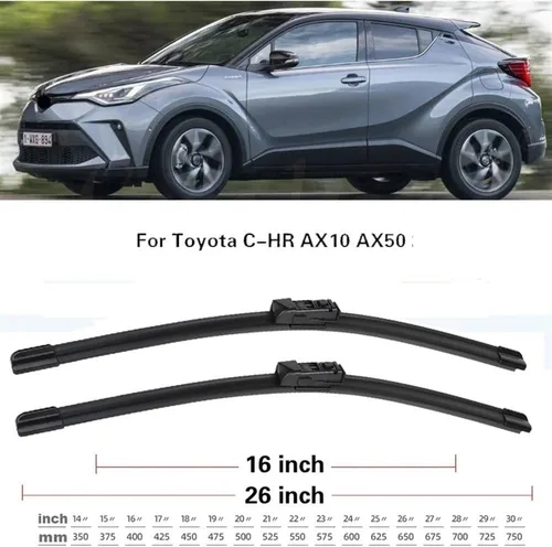 Miniatura 3 de Juego de limpiaparabrisas LHD RHD delantero y trasero compatible con Toyota C-HR CHR 2016-2020 limpiaparabrisas de 26 + 16 + 14 pulgadas