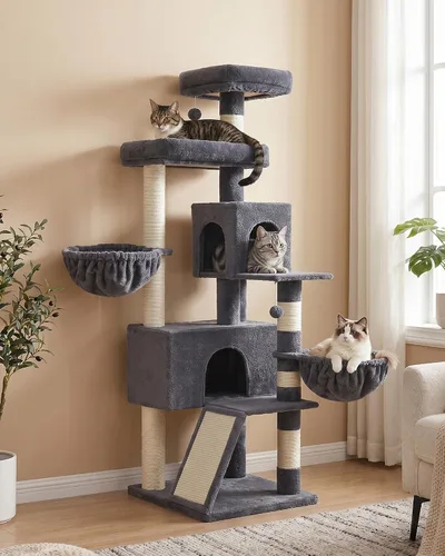 Feandrea Árbol para gatos, torre para gatos de 68.5 pulgadas de alto, condominio de felpa de varios niveles con percha grande, postes rascadores,