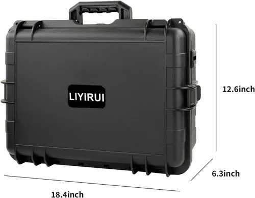 Miniatura 7 de Estuche rígido portátil - Funda de transporte impermeable, con espuma de bricolaje, grande, 18.4 x 12.6 x 6.3 pulgadas