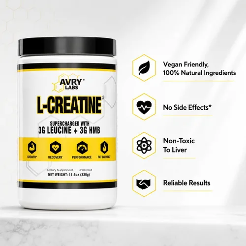 Miniatura 4 de Suplemento de L-CREATINA: monohidrato de creatina con aminoácido de leucina y HMB - Apoya la masa muscular, la fuerza, la recuperación