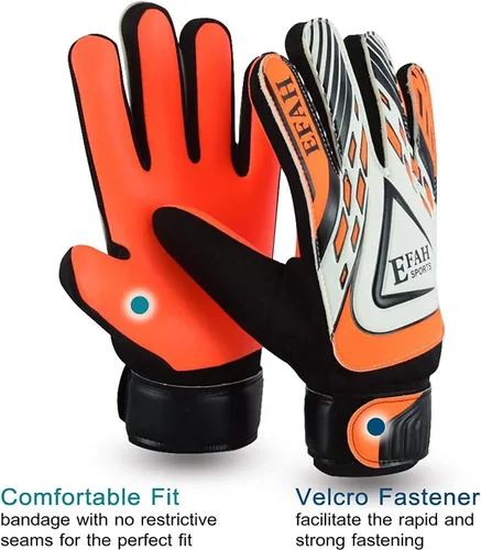 Miniatura 3 de Guantes de portero de fútbol para niños y jóvenes, guantes de portero de fútbol con agarres fuertes Negro/Naranja