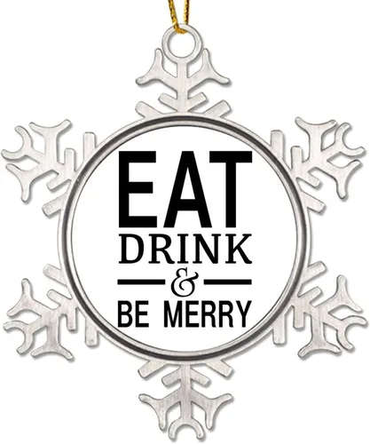 Miniatura 11 de Adorno de Navidad de metal con manos frías pero cálidas, adorno de copo de nieve de metal, citas divertidas de Navidad, adornos colgantes para árbol