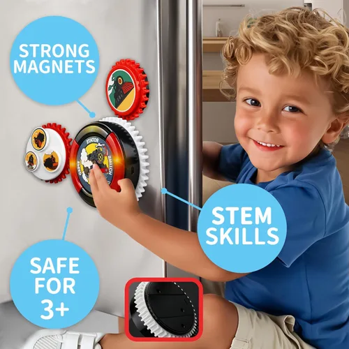 Miniatura 6 de Juego de juguetes magnéticos de 8 piezas, juguetes de engranajes para niños pequeños de 1 a 3 años con música y luz, aprendizaje educativo STEM