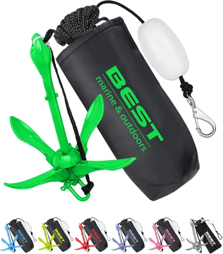 Miniatura 9 de Mejor marca marina y al aire libre Ancla para kayak, kit de sistema de anclaje de 3.5 libras para kayaks, canoas, tablas de paddle SUP y motos Azul