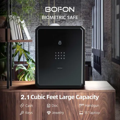 Miniatura 2 de Caja fuerte para el hogar, caja fuerte con contraseña de huellas dactilares con llave, gabinetes SafeBox para el hogar, caja de seguridad, caja 2.1