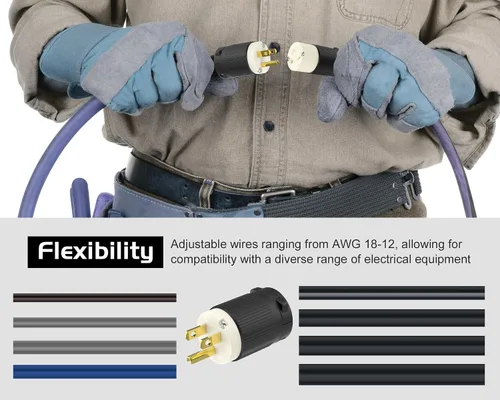 Miniatura 4 de Cable de extensión NEMA 5-15P con certificación UL para reparación de extremos de repuesto macho de 15 amperios, 110, 120, 125 voltios, 3 puntas, 2