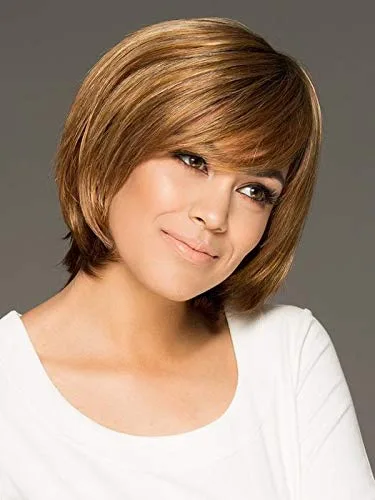 Miniatura 7 de Peluca Haley color 38 gris oscuro 7.5 pulgadas de longitud silueta estilo Bob Kanekalon sintético monofilamento superior recto ligero peluca