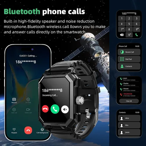 Miniatura 2 de Rogbid Reloj inteligente militar para hombres (respuesta/llamada de marcado) batería de 680 mAh táctico resistente IP69 impermeable reloj
