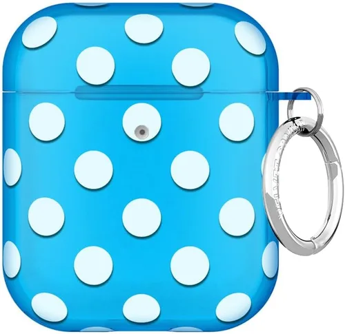 Velvet Caviar Compatible with AirPods Case 2nd and 1st Generation - Cute Protective Hard Cover for Women - Blue Aquamarine Polka Dot