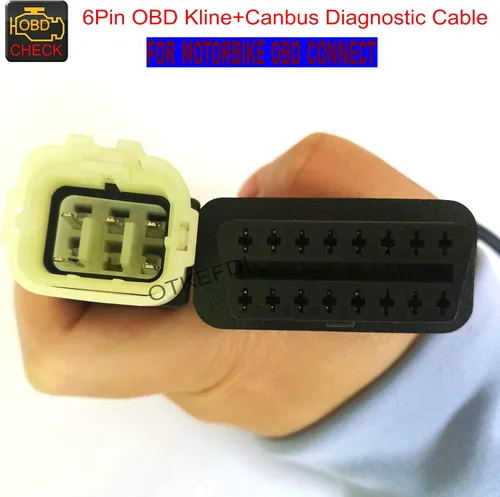Miniatura 4 de Motocicleta 6 Pin OBD Cable de diagnóstico Moto Kline y Canbus Motorbike Adaptador