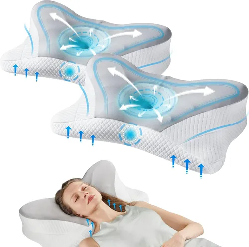 Miniatura 9 de Sweetcrispy Almohada cervical para cuello y hombro, almohadas ergonómicas de espuma viscoelástica, contorno lateral para adultos, soporte ortopédico