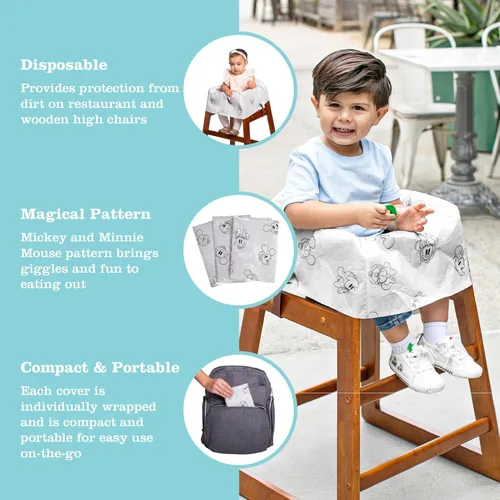 Miniatura 2 de J.L. Childress Disney Baby - Fundas desechables para sillas altas de restaurante, accesorio de viaje para bebés para niños y niños pequeños