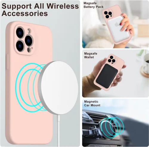 Miniatura 3 de DEENAKIN Funda magnética de silicona para iPhone 12 Pro con protector de pantalla, compatible con MagSafe, protección de cámara, funda protectora