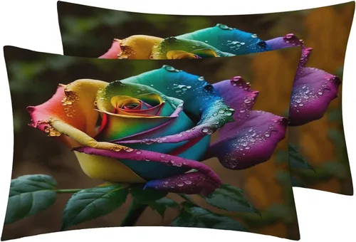 Miniatura 3 de NOGAWA Juego de sábanas de flores tamaño matrimonial, sábanas con estampado de flores rosas, sábanas y fundas de almohada de 4 piezas, sábana bajera