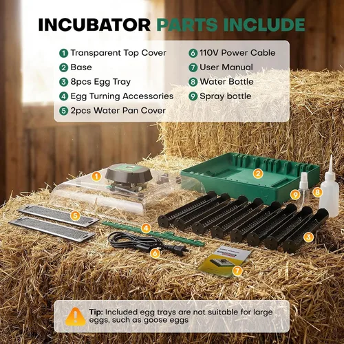 Miniatura 9 de Incubadoras para incubar huevos, incubadora de 72 huevos con girador automático de huevos y control de humedad y temperatura digital, visión clara