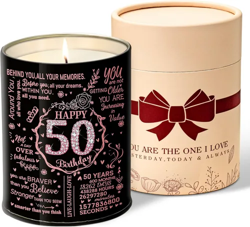 Regalos de feliz cumpleaños 50 para mujeres, velas perfumadas, velas de decoración del hogar de 50 años, regalo de Navidad para esposa, mamá, novia,