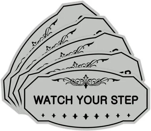 Miniatura 25 de Signs ByLITA Victorian Watch Your Step - Letrero de pared o puerta Material duradero y fácil instalación Señalización de seguridad (negro)