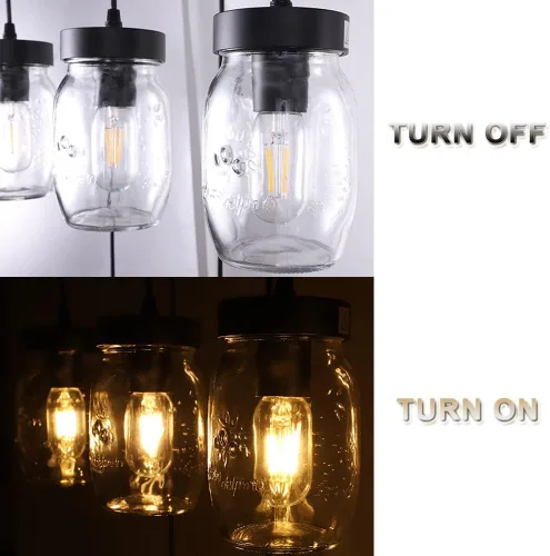 Miniatura 8 de Wellmet Candelabro de tarro Mason de 8 luces para comedor, rústico de granja lineal para sala de estar, iluminación de isla de cocina, acabado negro