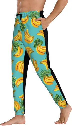 Miniatura 4 de Mens Cool Joggers Pants Tropical Palm Leaves and Bananas Novelty Casual Sweatpants with Drawstring