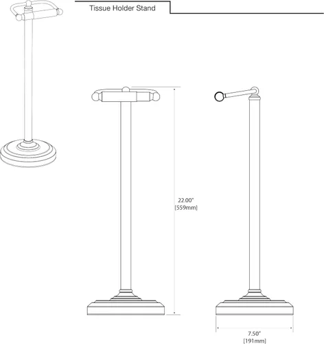 Miniatura 3 de Gatco 1436MX, soporte de papel higiénico independiente, 22 pulgadas de alto, negro mate/base ponderada de pie para papel higiénico