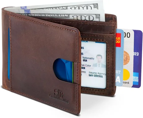 Miniatura 37 de SERMAN BRANDS RFID Blocking Slim Bifold Genuine Leather Thin Minimalist Front Pocket Wallets for Men Billfold Wallet Men Gift