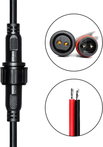 Miniatura 3 de Conector de tira LED de 2 pines 18AWG IP65 macho hembra 7.87 pulgadas, cable de extensión para automóvil, camión, barco, conector LED impermeable