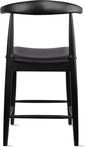 Miniatura 7 de 2xhome Taburete de bar de altura de mostrador con codo, marco de madera, taburetes de bar con respaldos abiertos, cojín de cuero PU oscuro, negro
