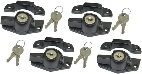 QCAA Cerradura de faja con llave resistente, seguridad a prueba de niños, solo se desbloquea con llave, CTC 1.77 pulgadas, negro mate, paquete de 4,