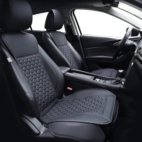 Elantrip - 2 fundas para el asiento delantero del automóvil, protector de cuero para el asiento del automóvil, protector acolchado, antideslizante e