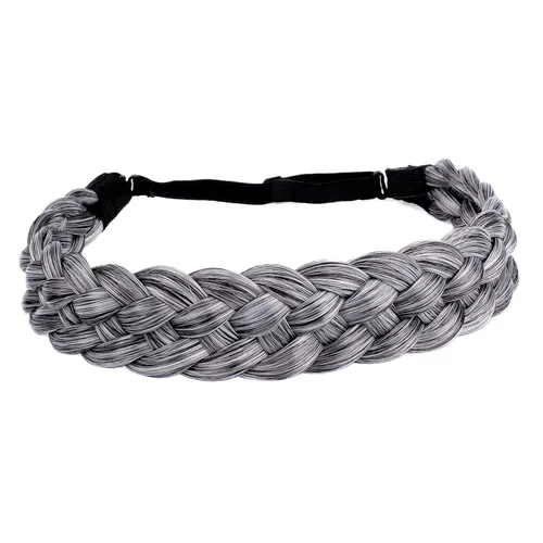 Miniatura 33 de Diadema clásica de cabello sintético trenzado de 5 hebras, trenzas gruesas y anchas, extensión de cabello con elástico para mujeres y niñas