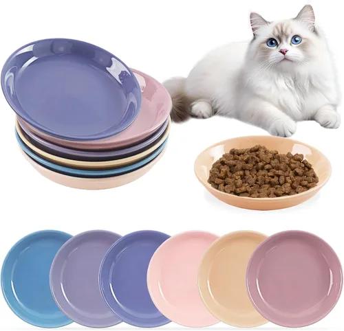 Miniatura 8 de Paquete de 6 cuencos de comida para gatos, cuencos de cerámica para gatos, juego de cuencos anti-fatiga de bigotes para gatos, platos para gatitos