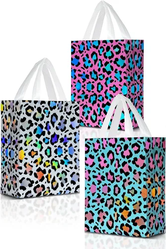 Miniatura 14 de Nush Nush Bolsas de regalo de mariposa con asas de tamaño mediano - Juego de 12 bolsas de regalo florales con brillante impresión holográfica
