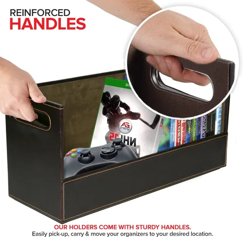 Miniatura 4 de Stock Your Home caja de almacenamiento y organizador para DVD color chocolate, para almacenamiento y organización de CD en estantes, capacidad