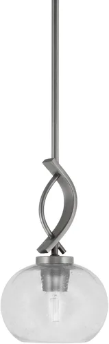 Miniatura 110 de Toltec Lighting Cavella Stem Colgado Mini colgante, acabado grafito, vidrio de muselina blanca de 4 pulgadas