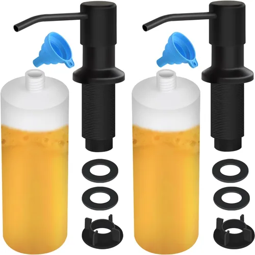 Miniatura 18 de Dispensador de jabón para fregadero de cocina, dispensador de jabón integrado con botella de 17 onzas, recambio del dispensador de jabón para Negro