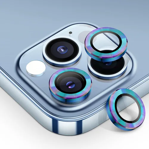 Miniatura 12 de Tensea Protector de lente de cámara para iPhone 13 Pro, iPhone 13 Pro Max, protector de pantalla de vidrio templado 9H, anillo individual de metal