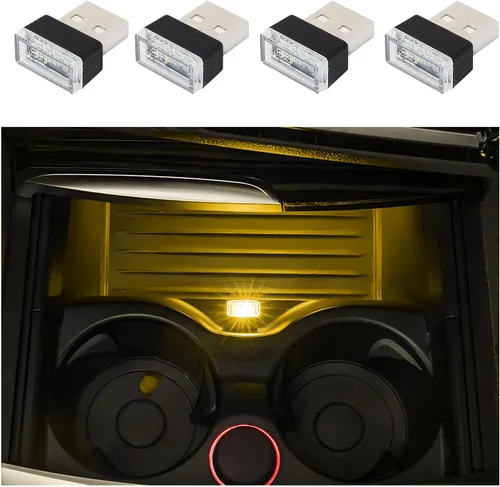 Miniatura 7 de Dickno 7 PCS Lámpara de Ambiente Interior de Coche LED USB, Mini Luz Nocturna LED Portátil, Kit de Iluminación Ambiental de Maletero con Interfaz