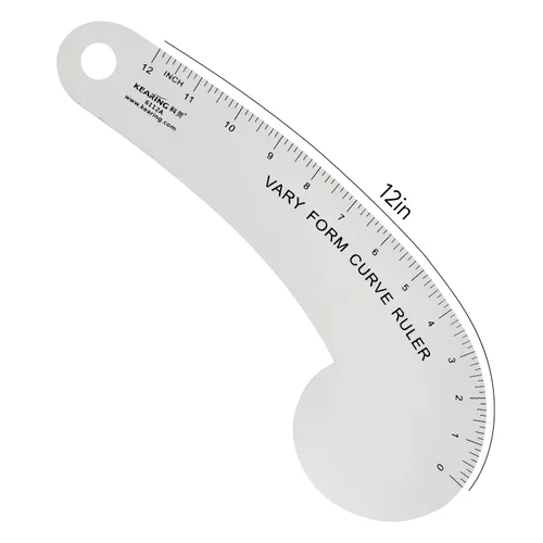 Miniatura 2 de Kearing Vary Form - Regla curva francesa de 12 pulgadas para hacer patrones, regla curva de cadera de aluminio de aviación para medir la costura