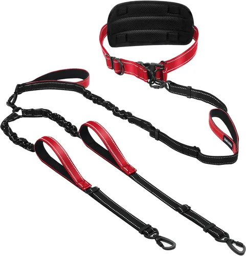 Miniatura 7 de Correa de perro grande manos libres, correa elástica de 6 a 8 pies con cinturón para perro de hasta 150 libras, correr, caminar, trotar