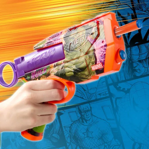 Miniatura 13 de Nerf Marvel Hulk Dart Blaster 4 dardos de espuma Nerf N1 Diseños de piel inspirados en Hulk Regalos para llenar calcetines navideños