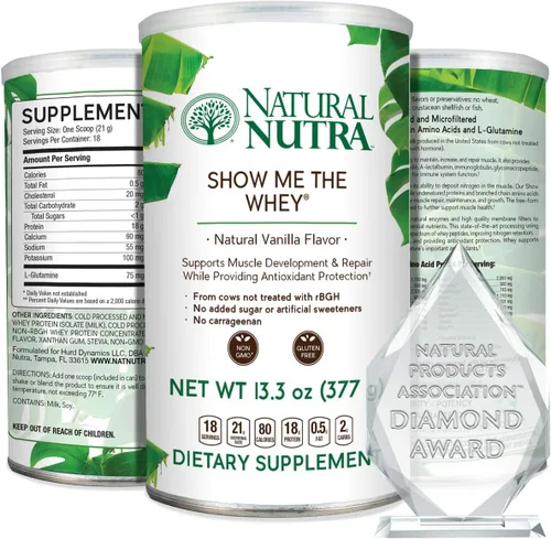 Natural Nutra Vainilla alimentada con pasto Show Me The Whey Protein Source Powder Mejora la digestión, apoya los huesos y aumenta la inmunidad, sin