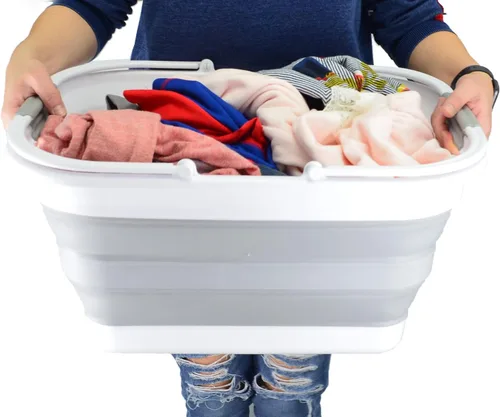 Miniatura 6 de SAMMART Tina plegable de 29 L (7.6 galones) con asa, cesta de picnic portátil al aire libre, contenedor de almacenamiento que ahorra espacio