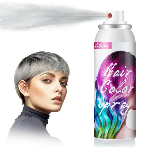 Miniatura 10 de Spray de color blanco para cabello blanco de un solo uso para el día del cabello loco, fiesta de Navidad, temporal, lavable, tinte para el cabello
