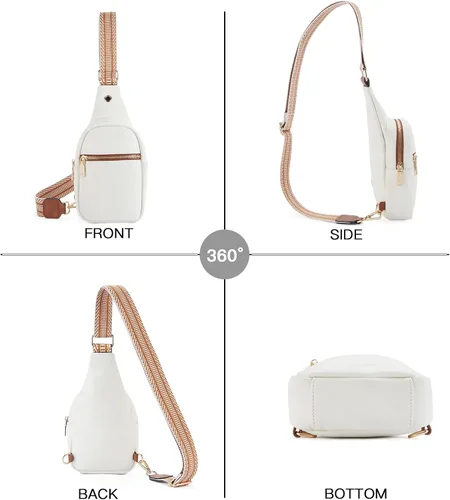 Miniatura 77 de Telena Riñonera pequeña para mujer, de cuero, cangureras, bolsa de pecho para mujer